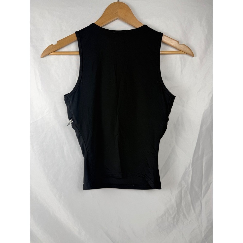 Princess Polly US 2 XXS Black Double‎ Zip Sleeveless Stretch Tank Top - Picture 2 of 7